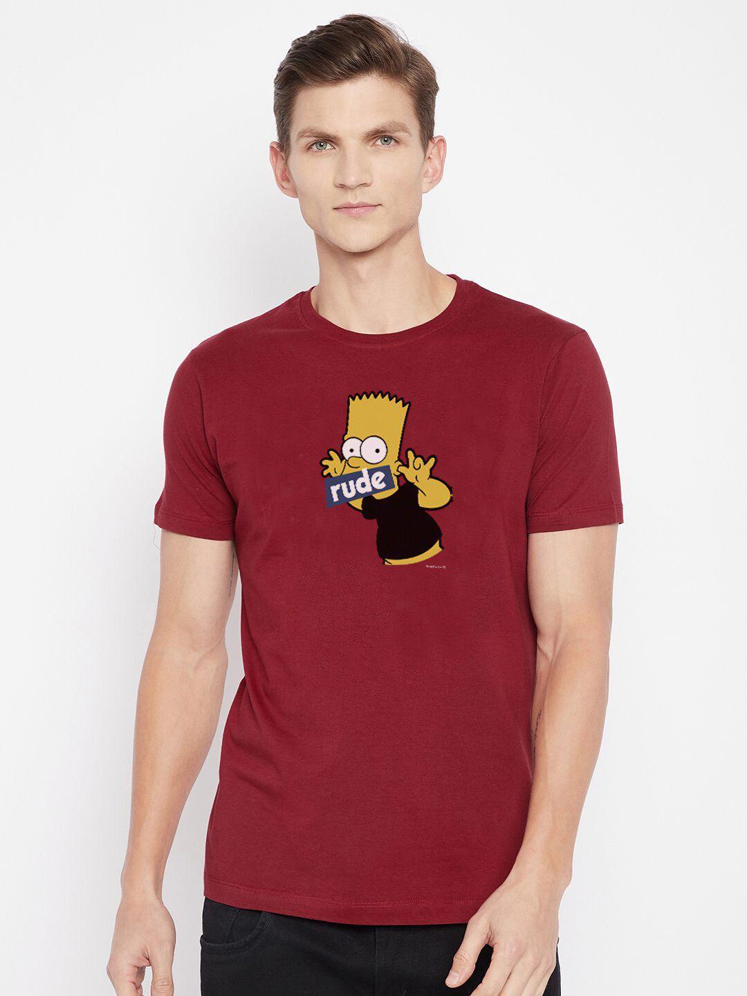 kook n keech disney men maroon printed t-shirt