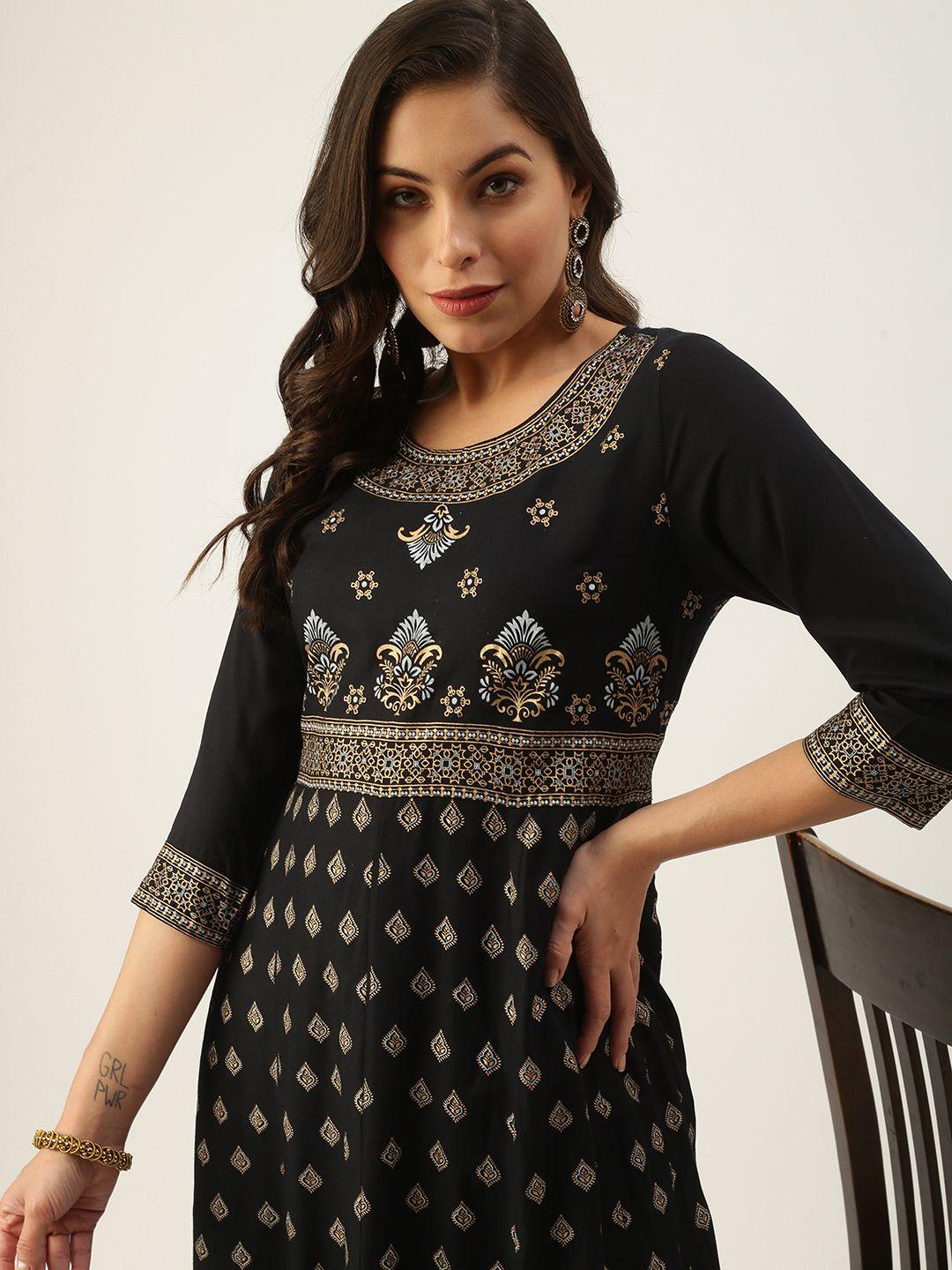 showoff women black ethnic motifs gotta patti kurta