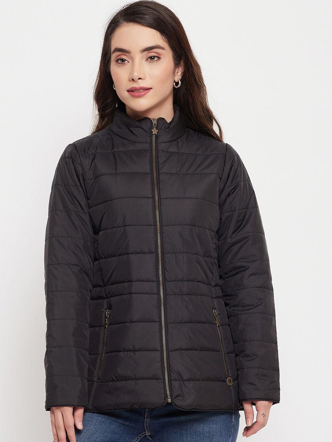 duke women black solid padded jacket