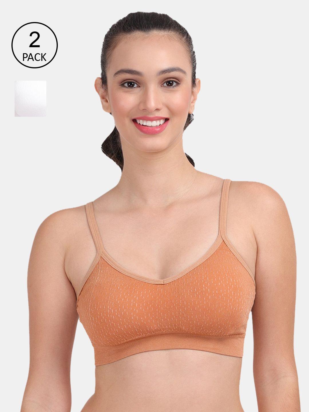 amour secret pack of 2 rust & white lightly padded bra