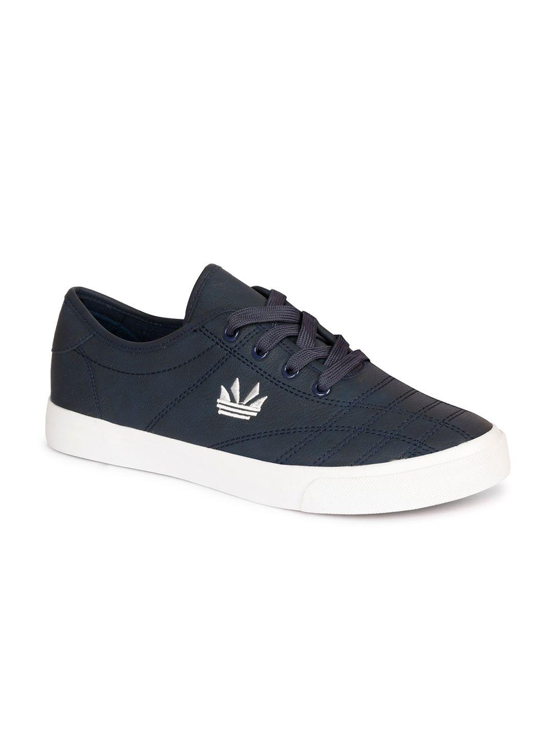 cipramo sports men navy blue printed pu sneakers