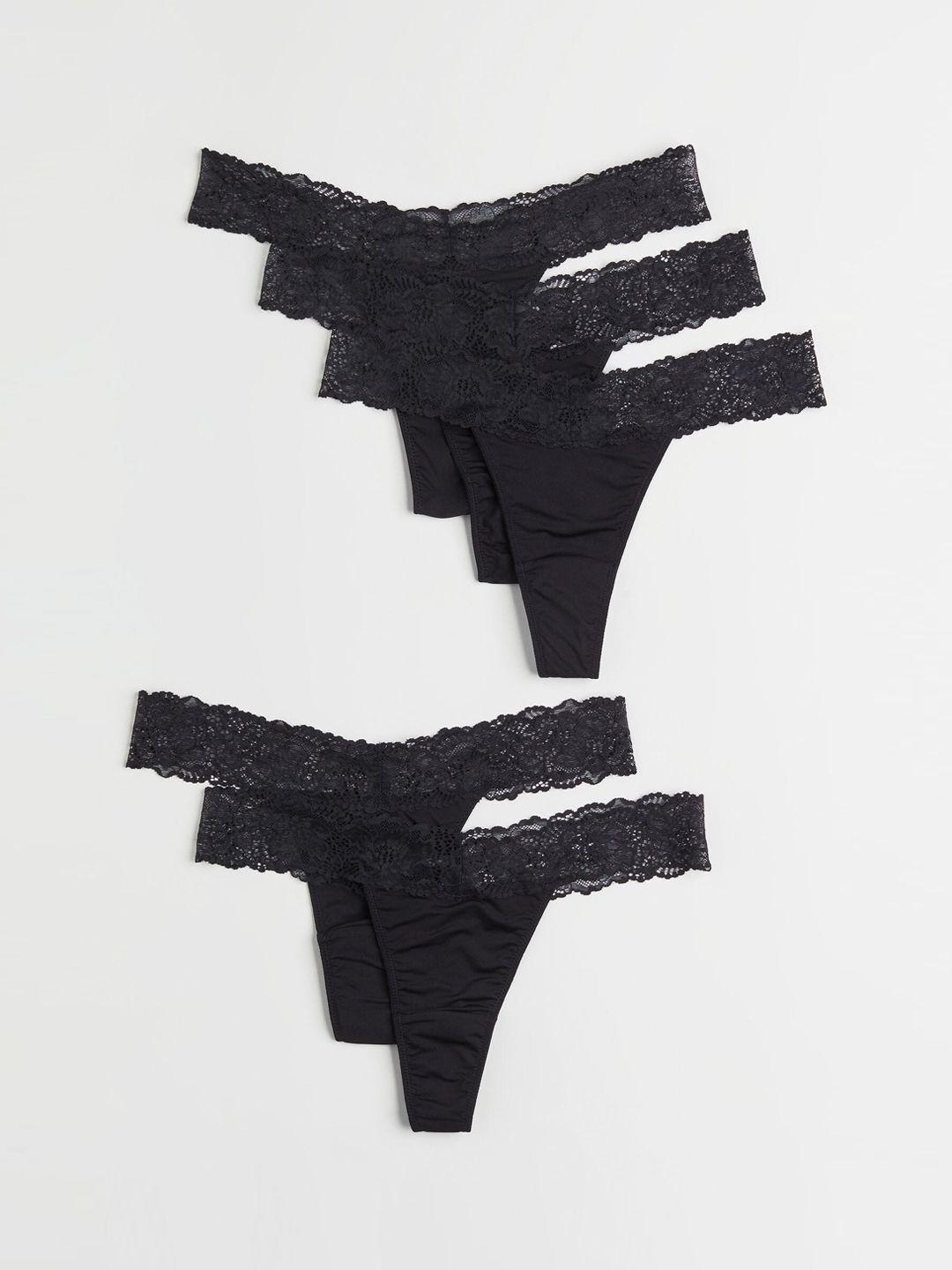 h&m women pack of 5 solid thong briefs