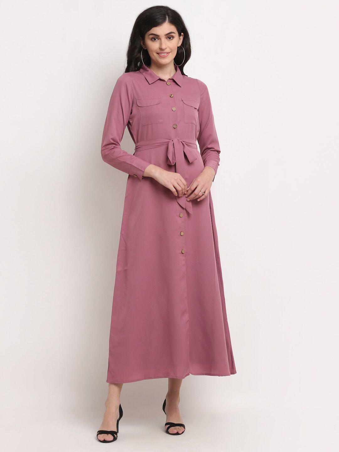 la zoire pink crepe shirt maxi dress