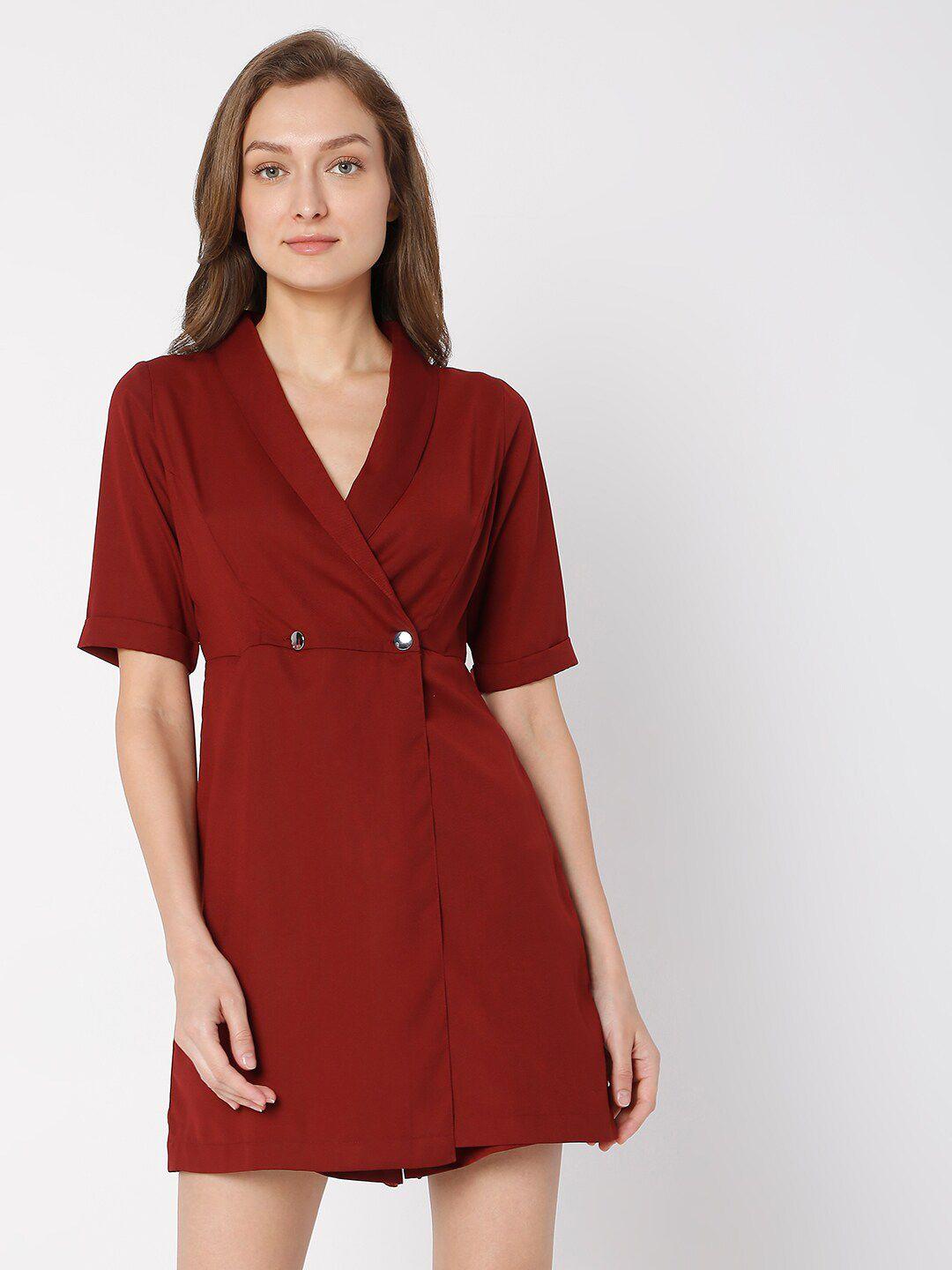 vero moda women maroon solid playsuit