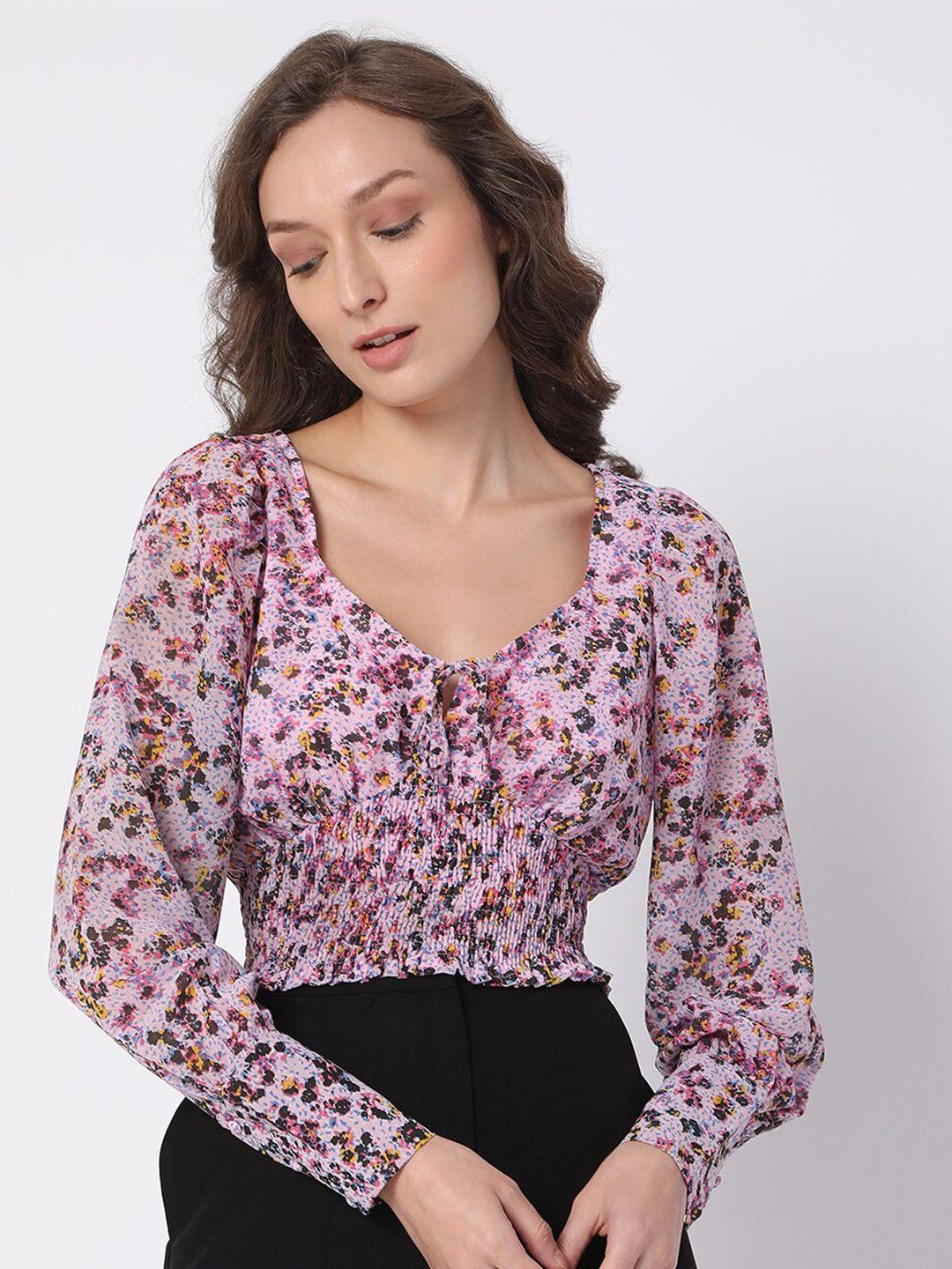 vero moda women pink floral print top