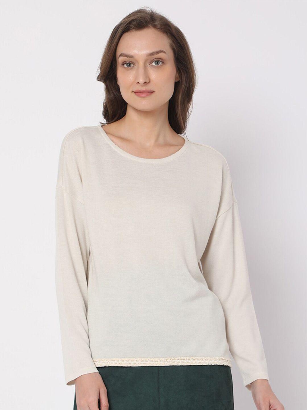 vero moda women solid beige top