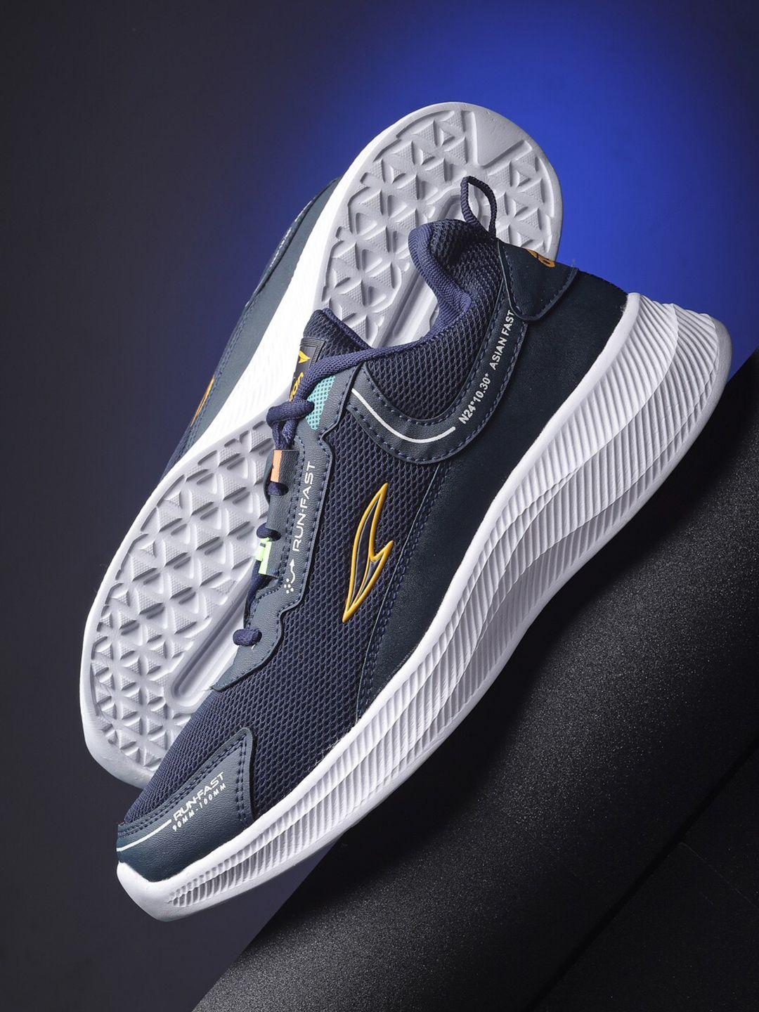 asian men navy blue mesh running non-marking shoes