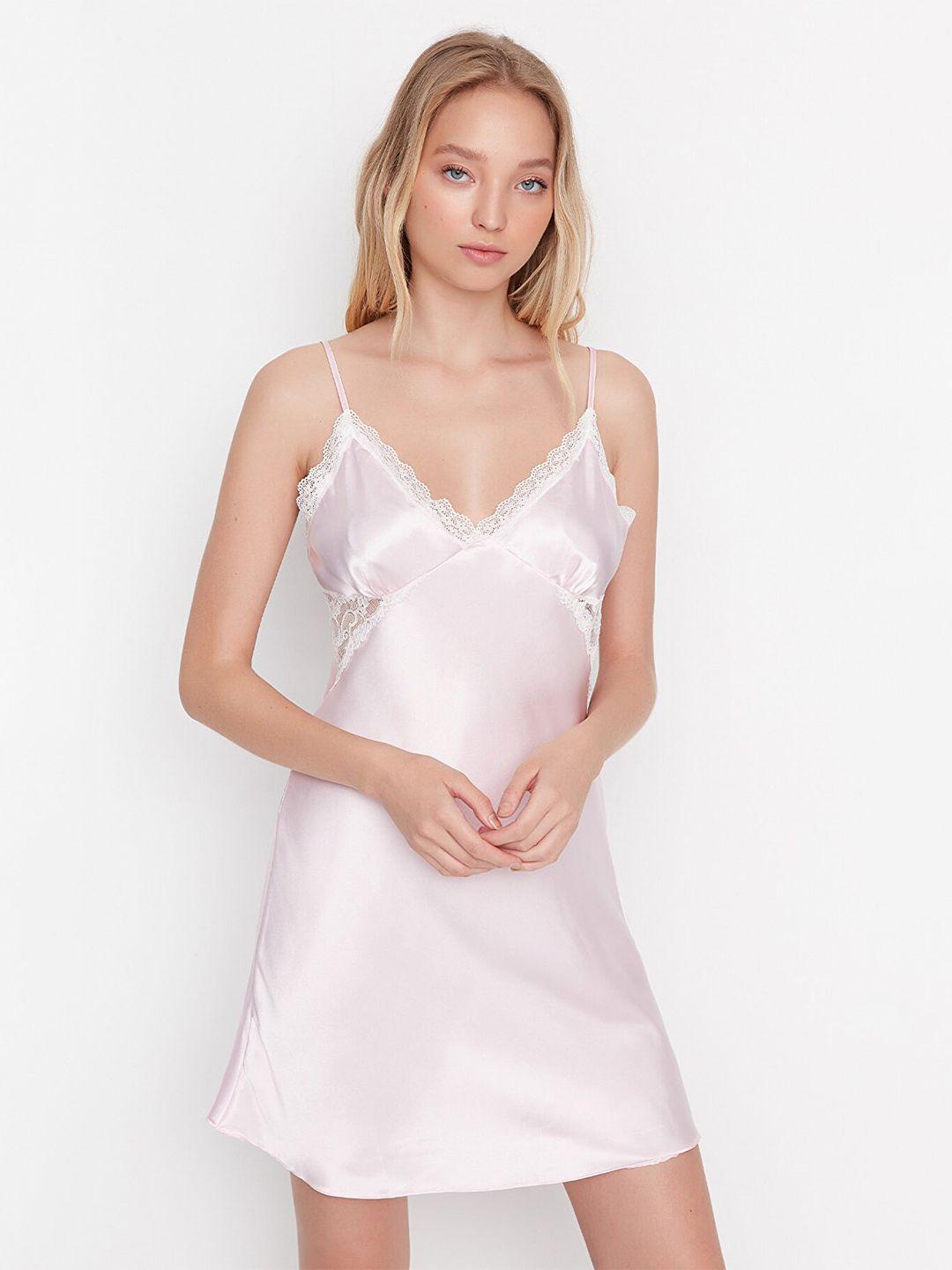 trendyol pink solid nightdress