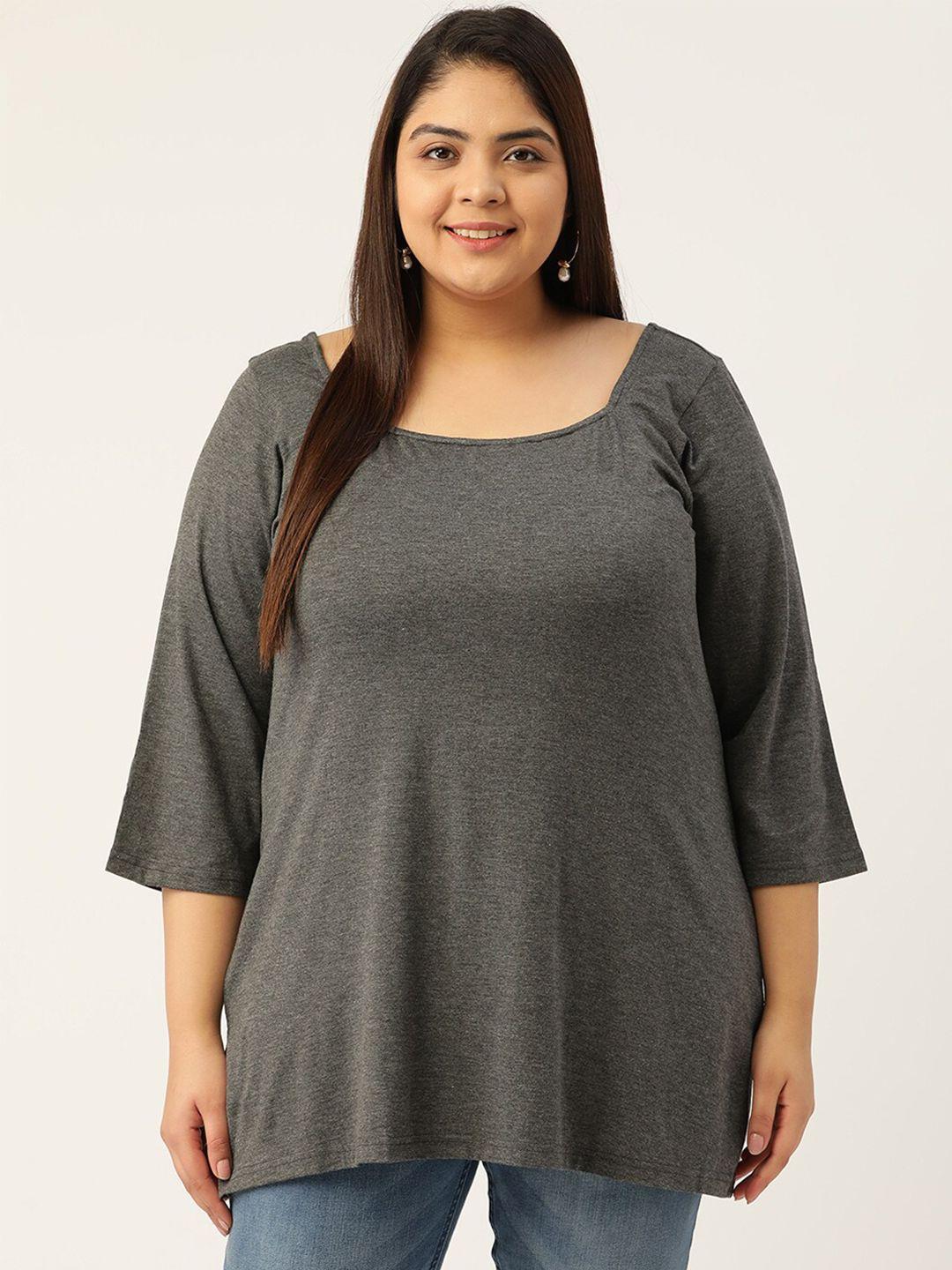 therebelinme women charcoal grey plus size top