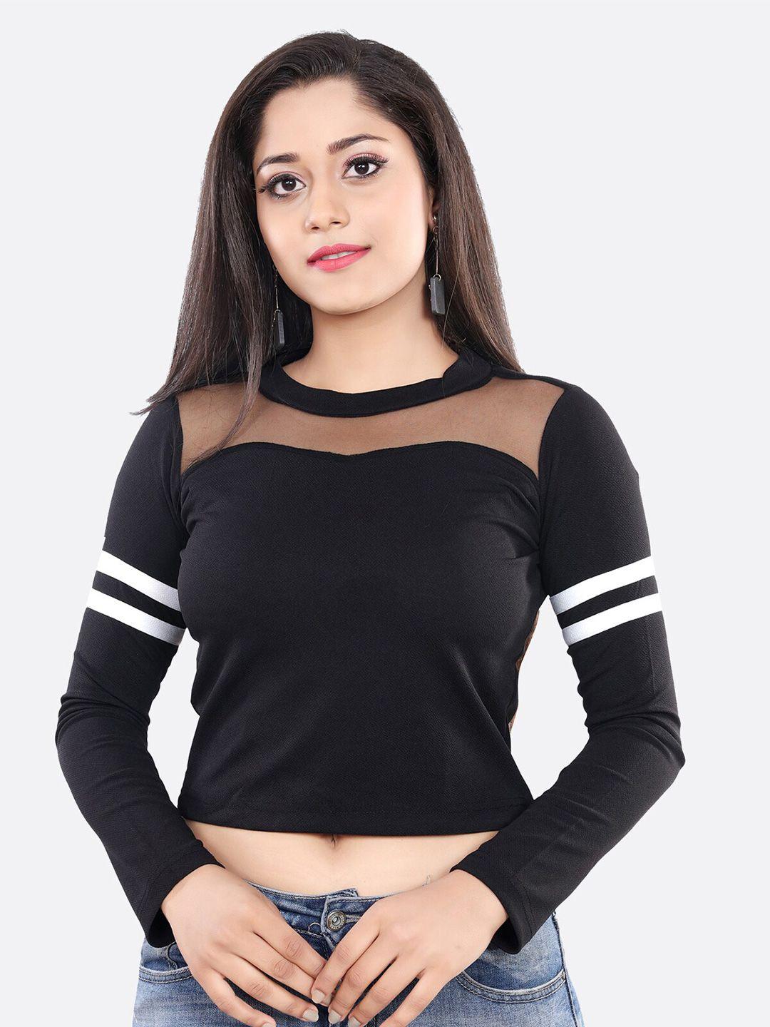 london belly women black & white crop top