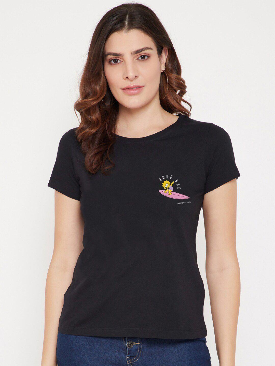 kook n keech disney women black printed t-shirt