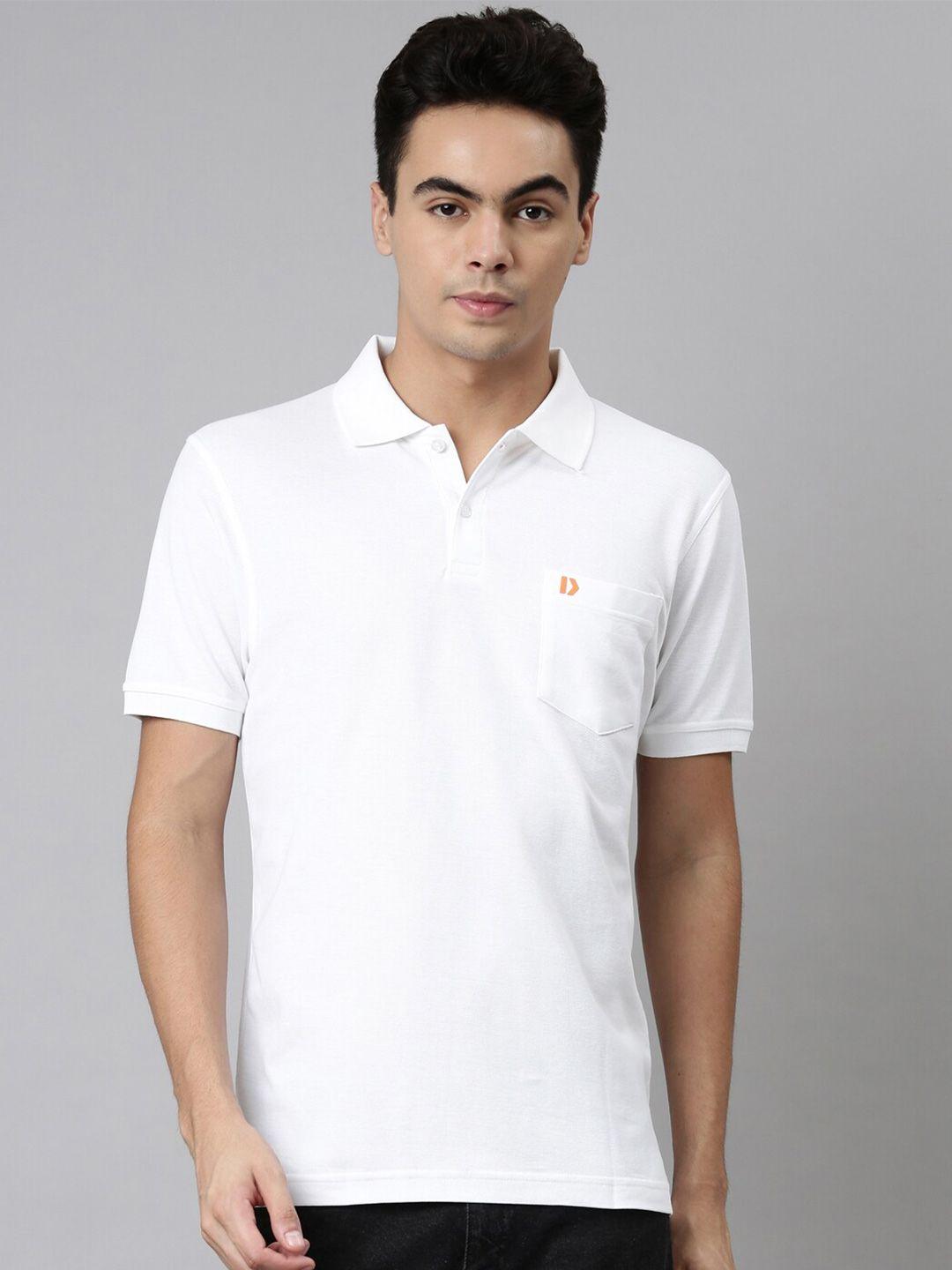 dixcy scott men white solid polo collar t-shirt