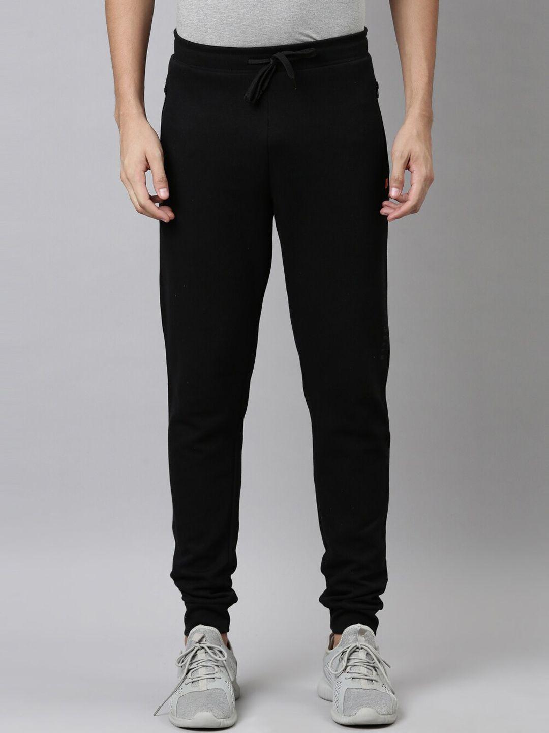 dixcy scott men black solid cotton regular fit joggers