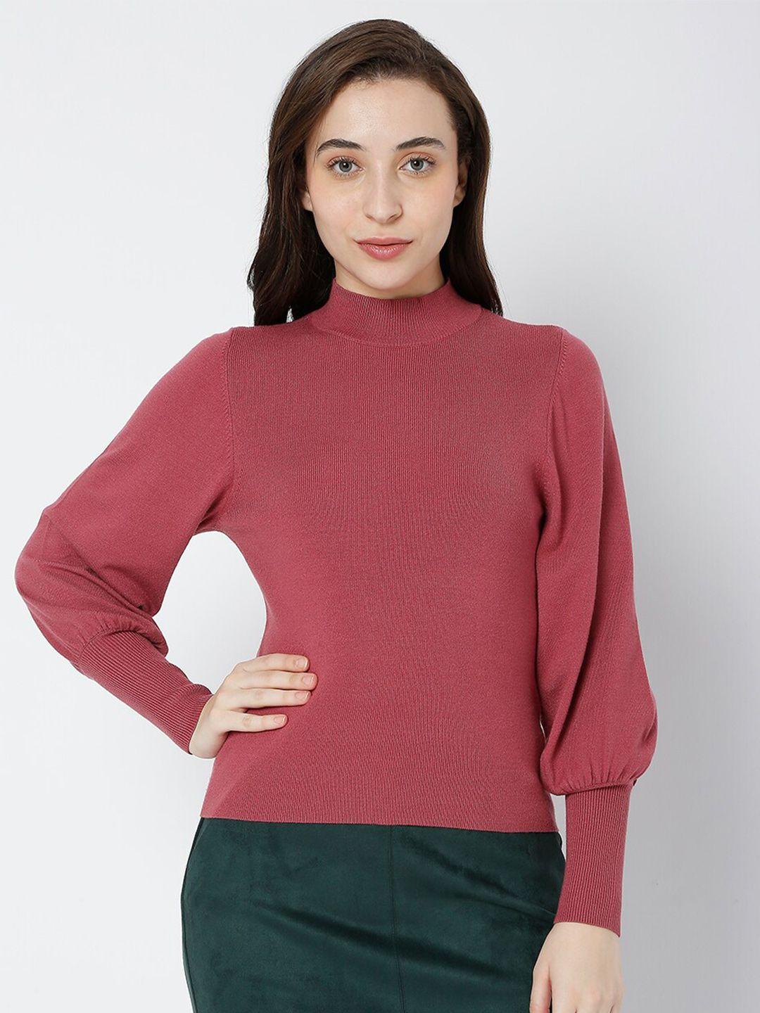 vero moda women dry rose casual turtle neck pullover