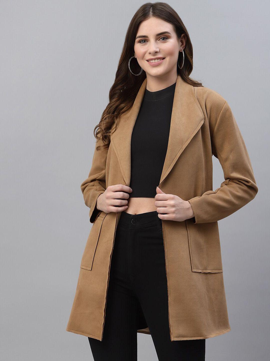 house of kkarma women brown longline open front jacket