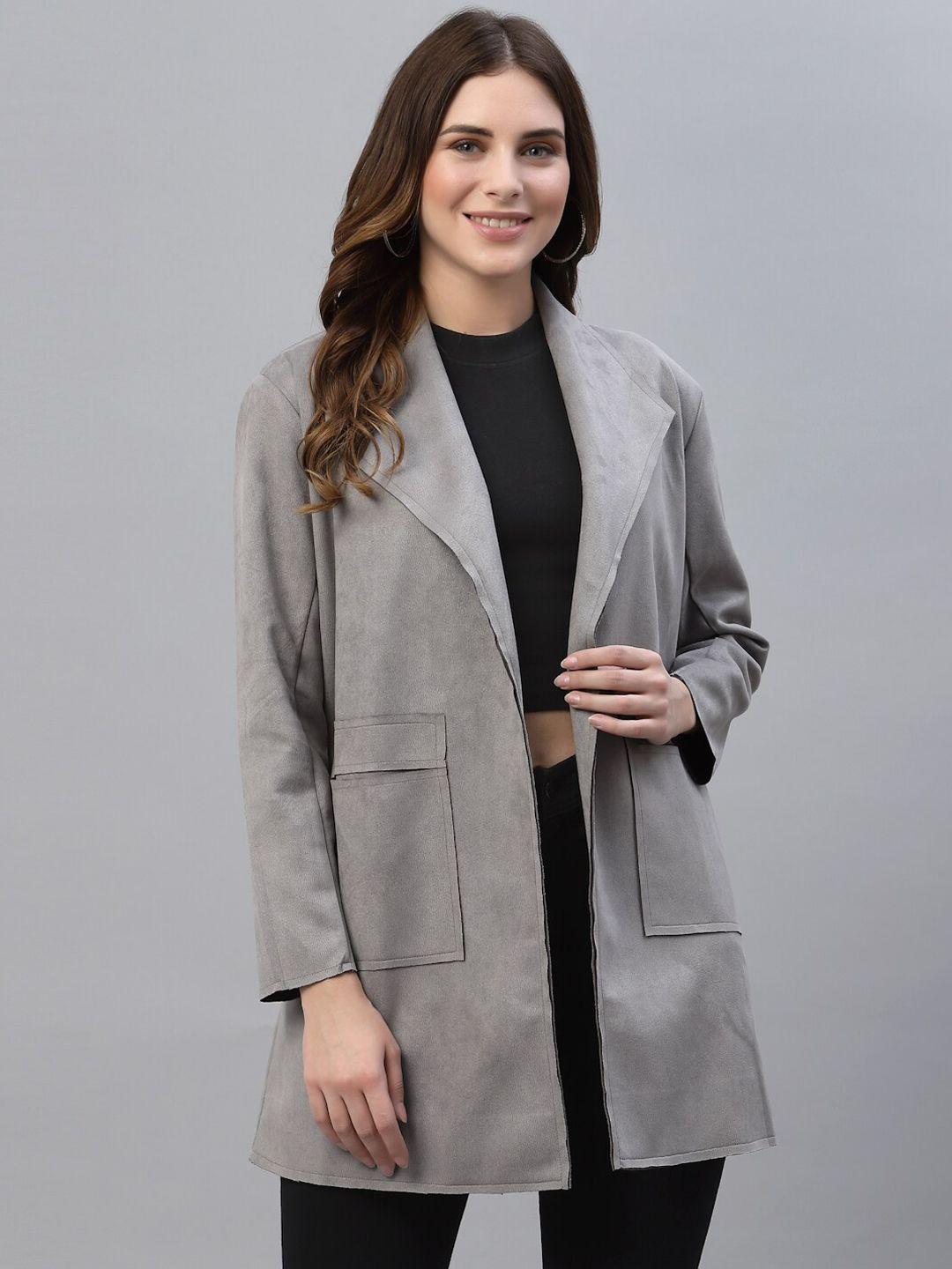 house of kkarma women grey longline tailored jacket