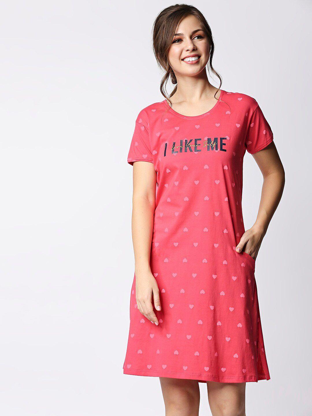 i like me pink printed nightdress