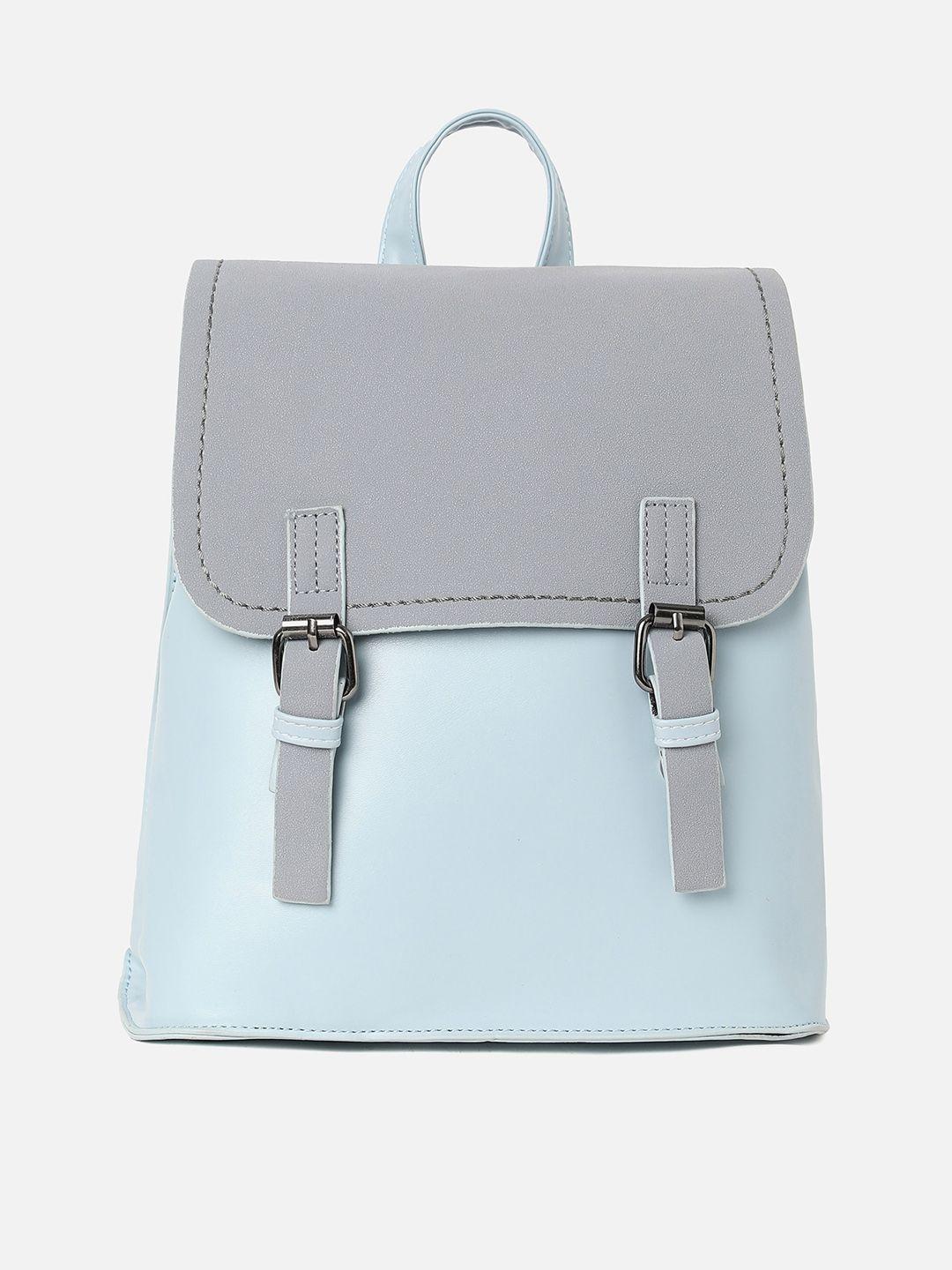 haute sauce by campus sutra women blue & grey colourblocked backpack