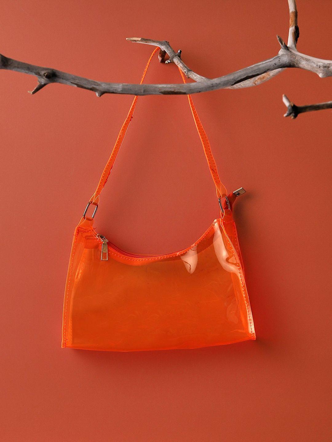 haute sauce by campus sutra orange pu bucket hobo bag