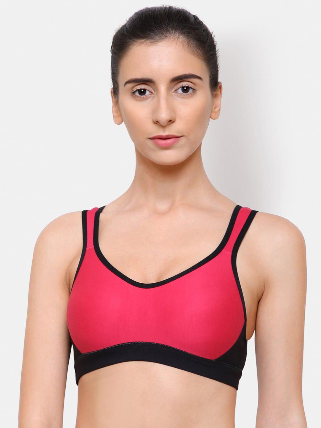 college girl pink & black t-shirt non-wired non padded bra