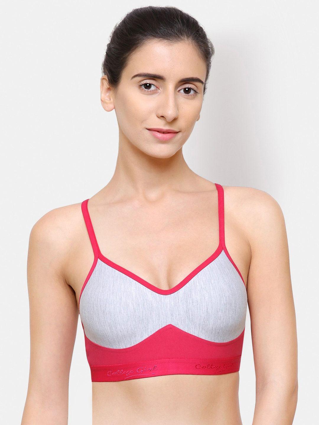 college girl women pink & grey bra