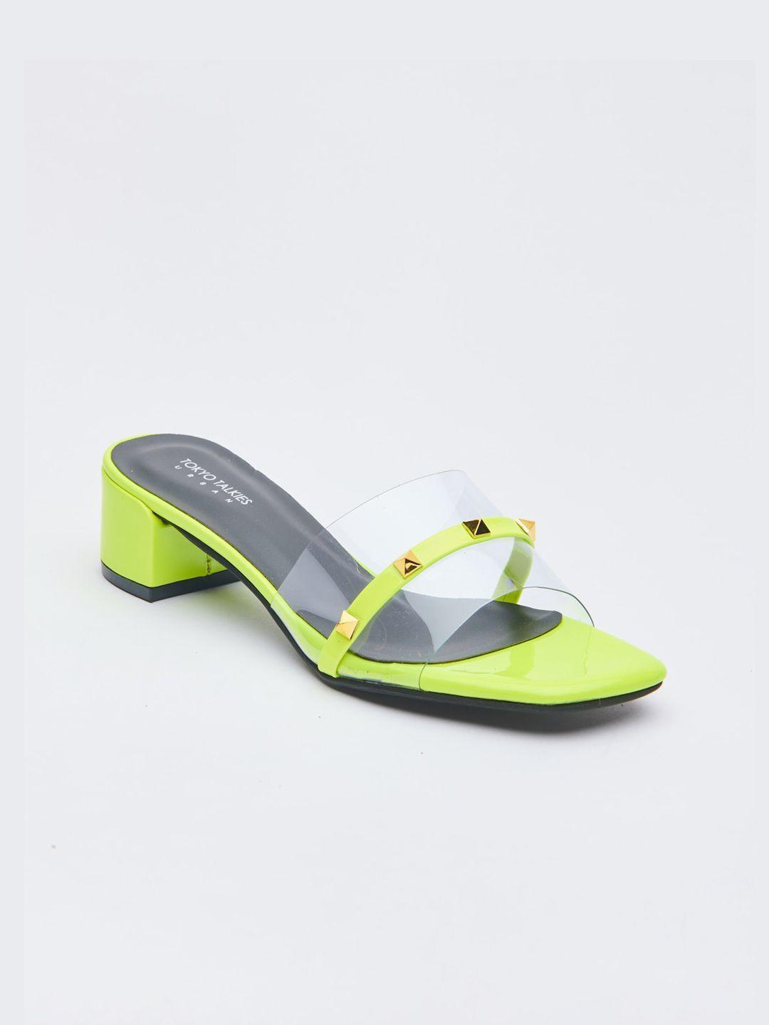 tokyo talkies yellow party block heels