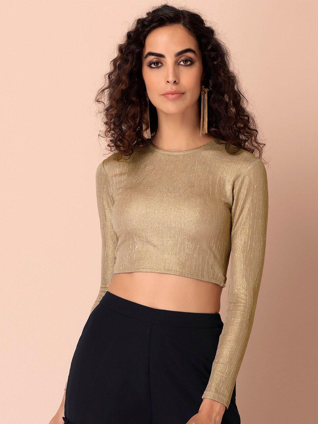 indya women gold-toned crop top