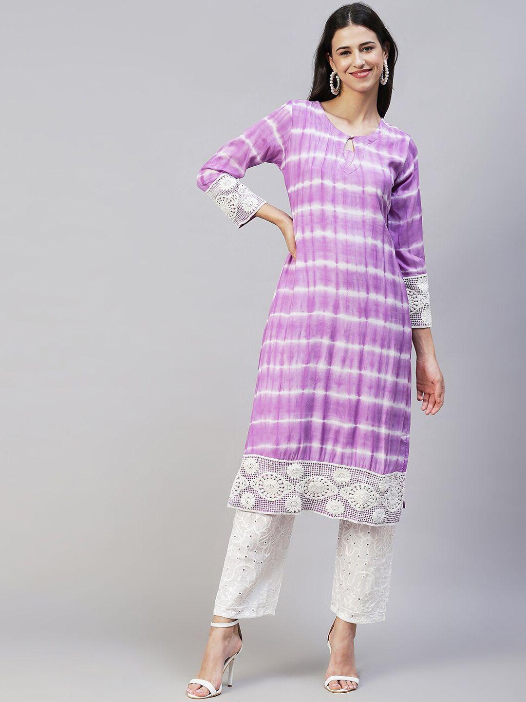 fashor women purple dyed kurta with trousers