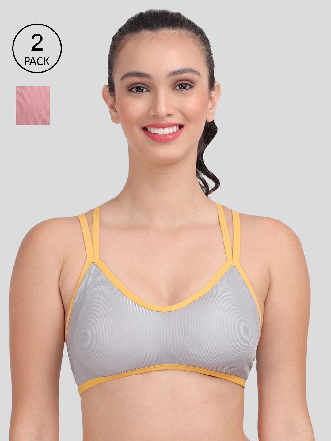 amour secret pack of 2 rust & grey dry fit sports bra