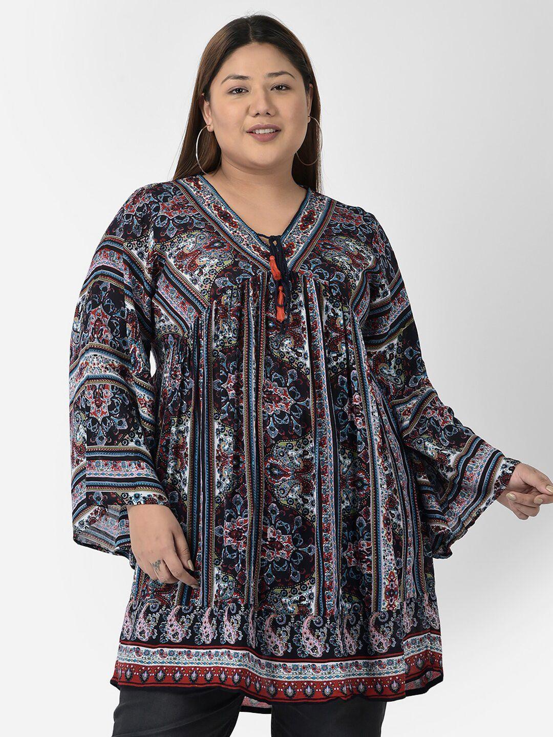 veldress women plus size blue printed top