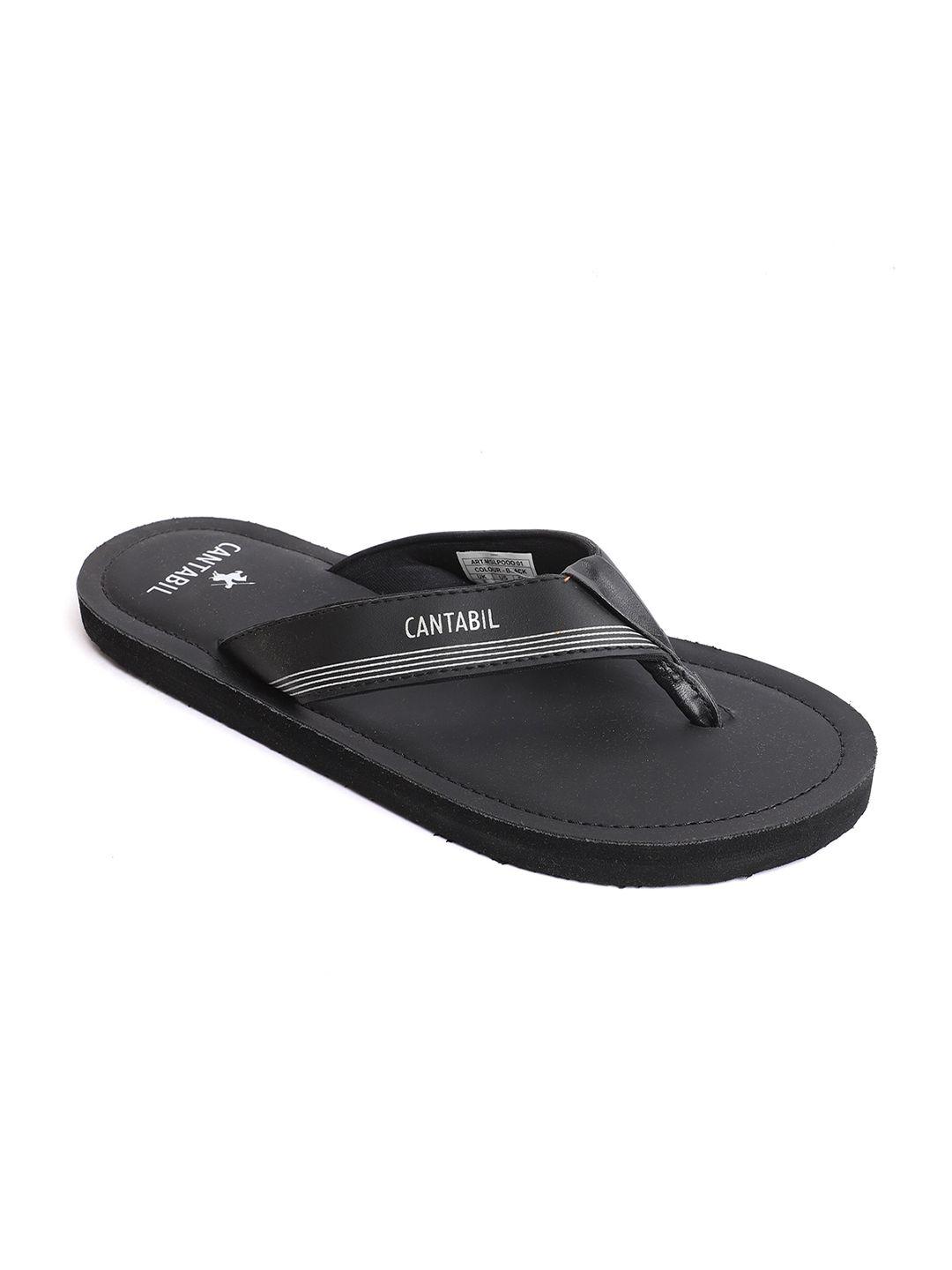 cantabil men black & white printed thong flip-flops