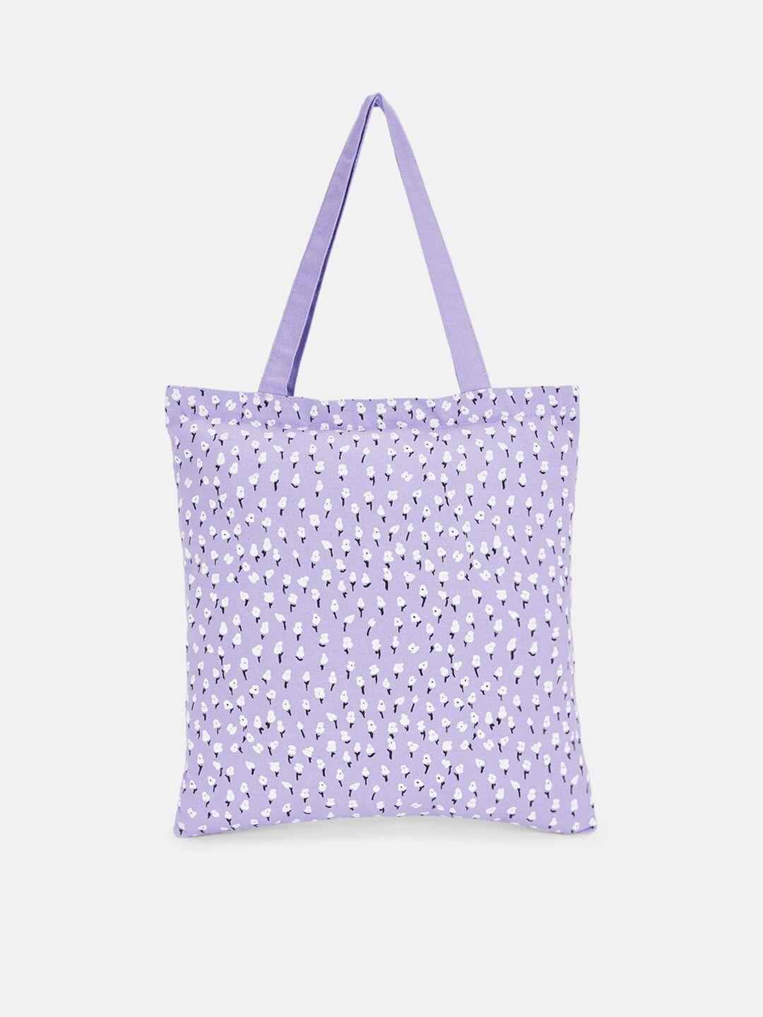 forever glam by pantaloons purple floral printed oversized shopper tote bag