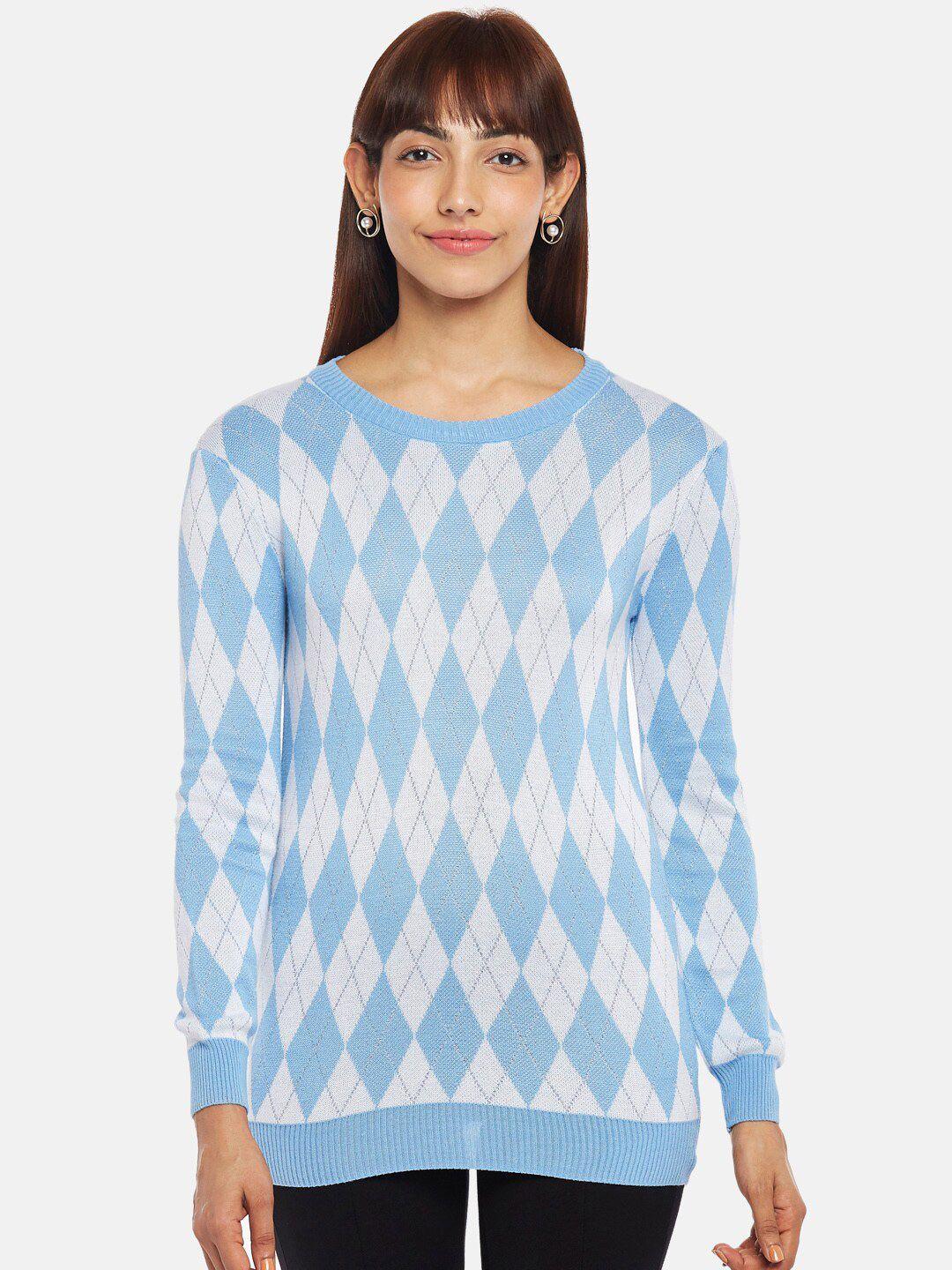 annabelle by pantaloons blue geometric print top