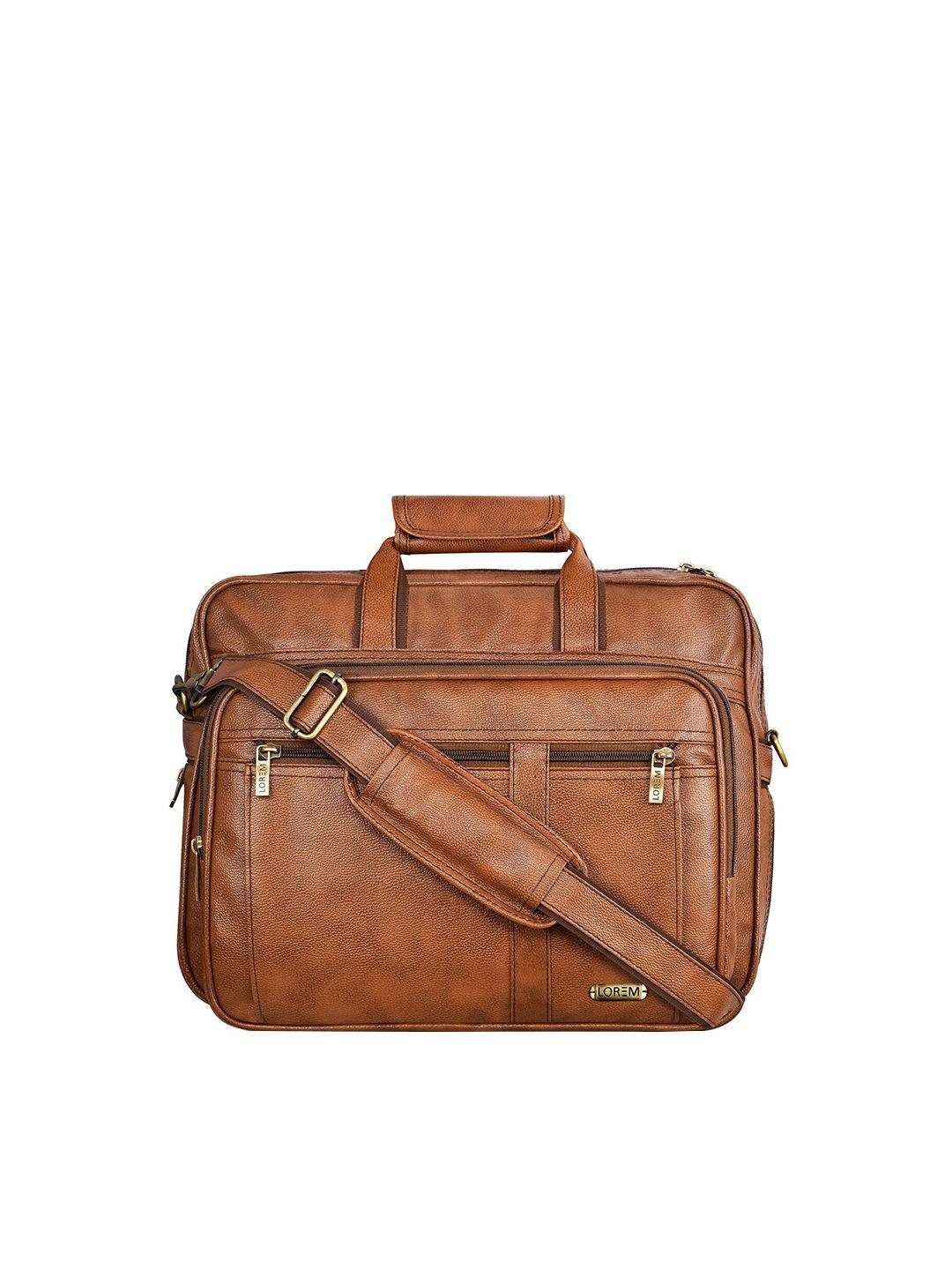 lorem men tan textured messenger bag