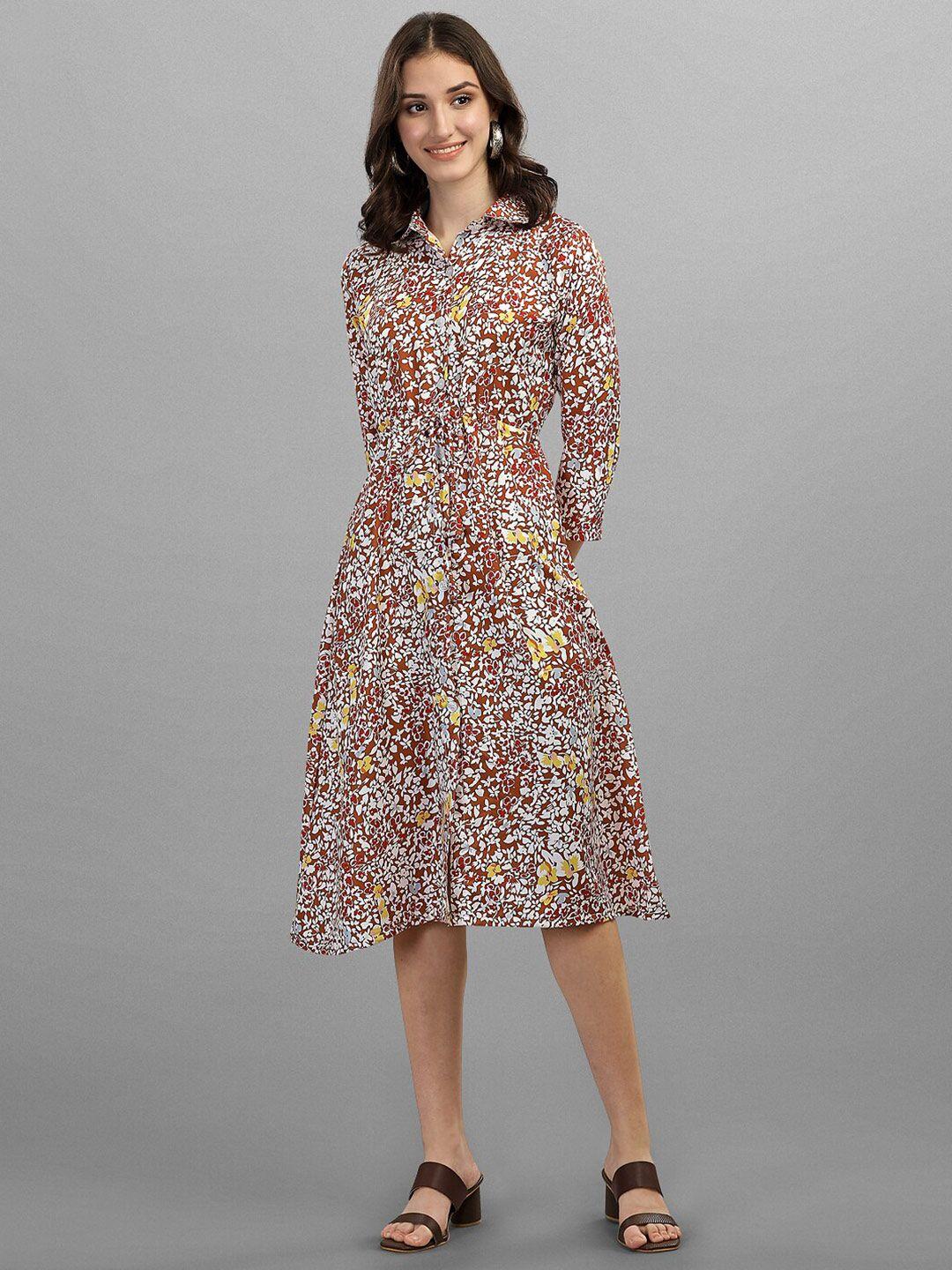 gufrina brown floral a-line dress