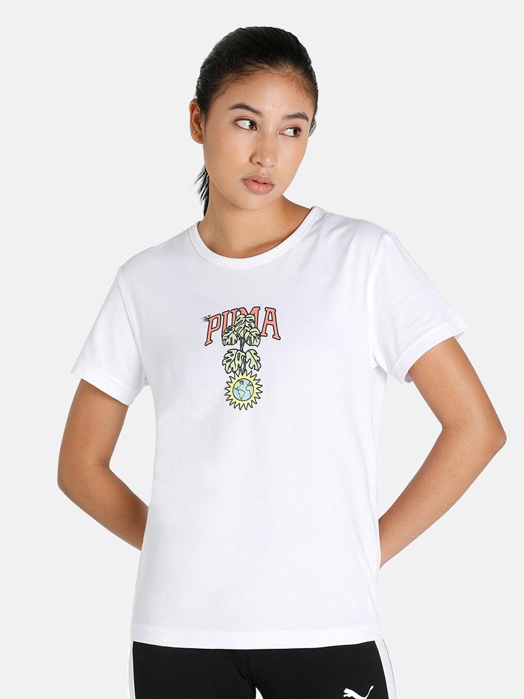 puma women white downtown relaxed graphic t-shirt