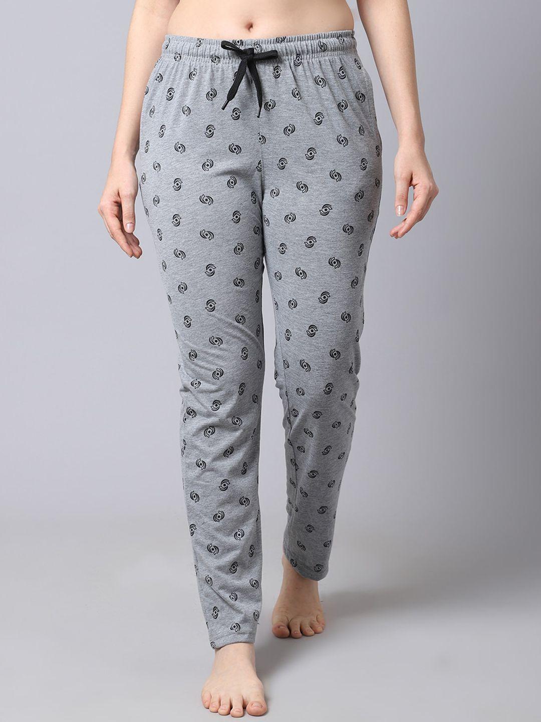 shararat women grey & black printed lounge pants