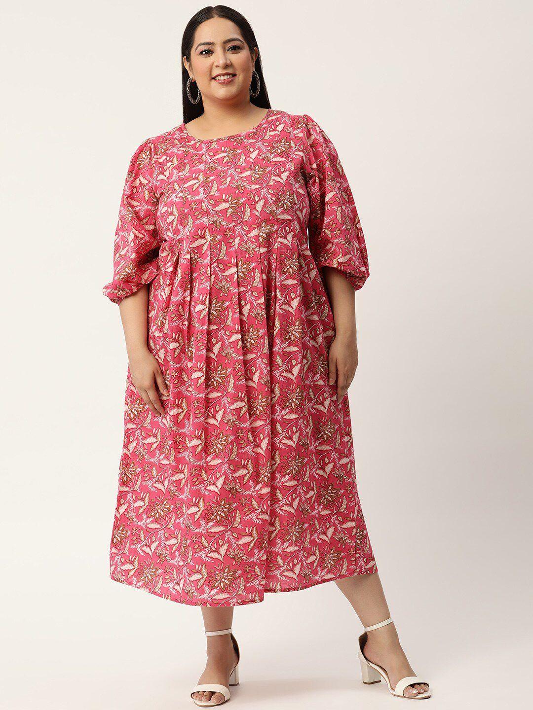 therebelinme fuchsia floral plus size midi dress