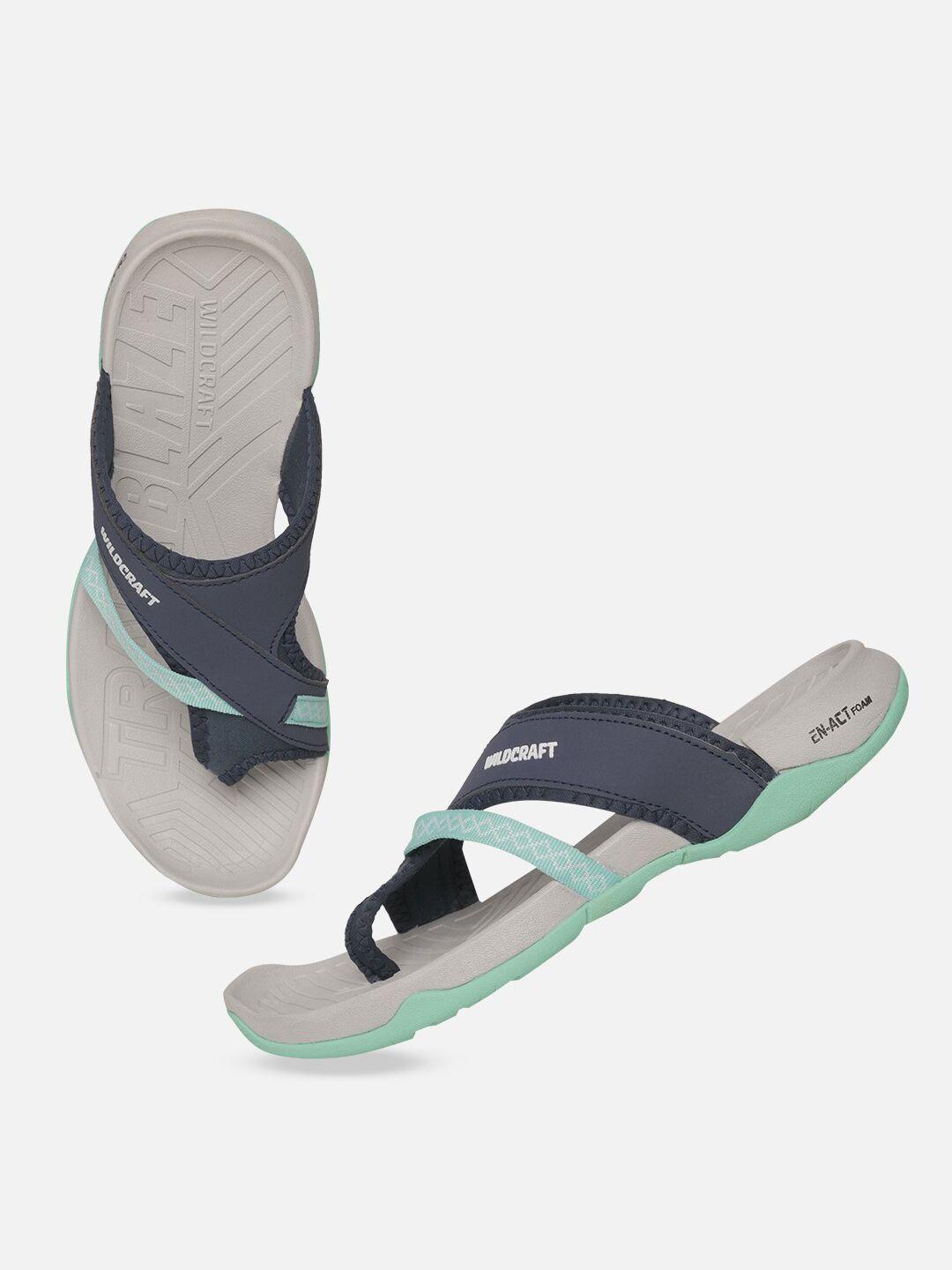 wildcraft women blue & grey colourblocked slip-on flip flops