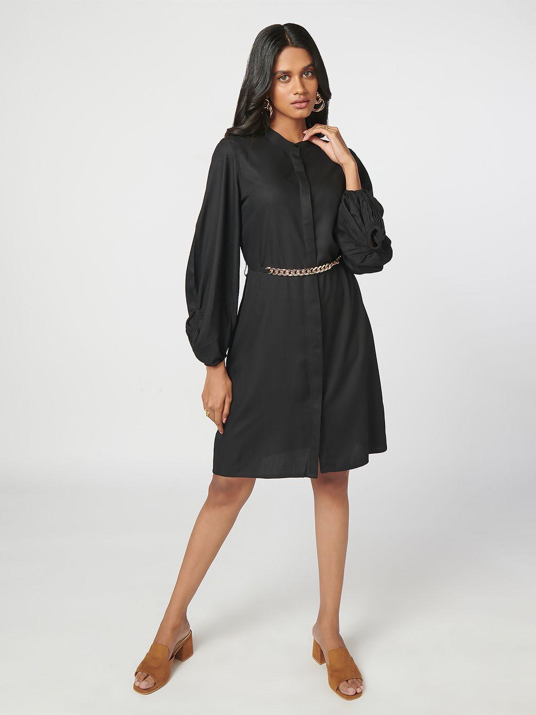 not so pink black formal shirt dress