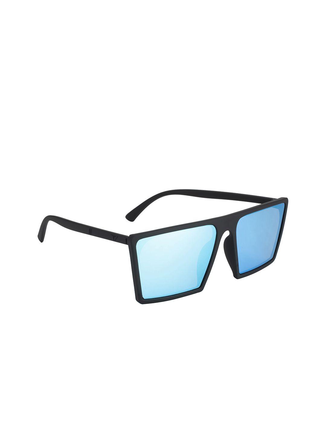 mast & harbour unisex blue lens & black square sunglasses with uv protected lens