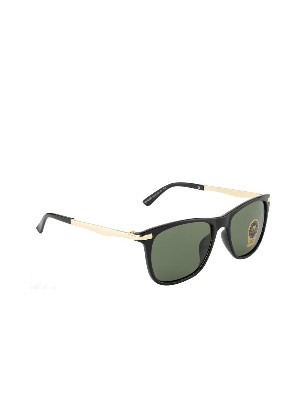 mast & harbour unisex green lens & black wayfarer sunglasses with uv protected lens