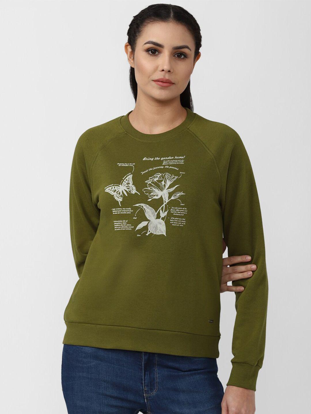 van heusen woman olive green printed sweatshirt