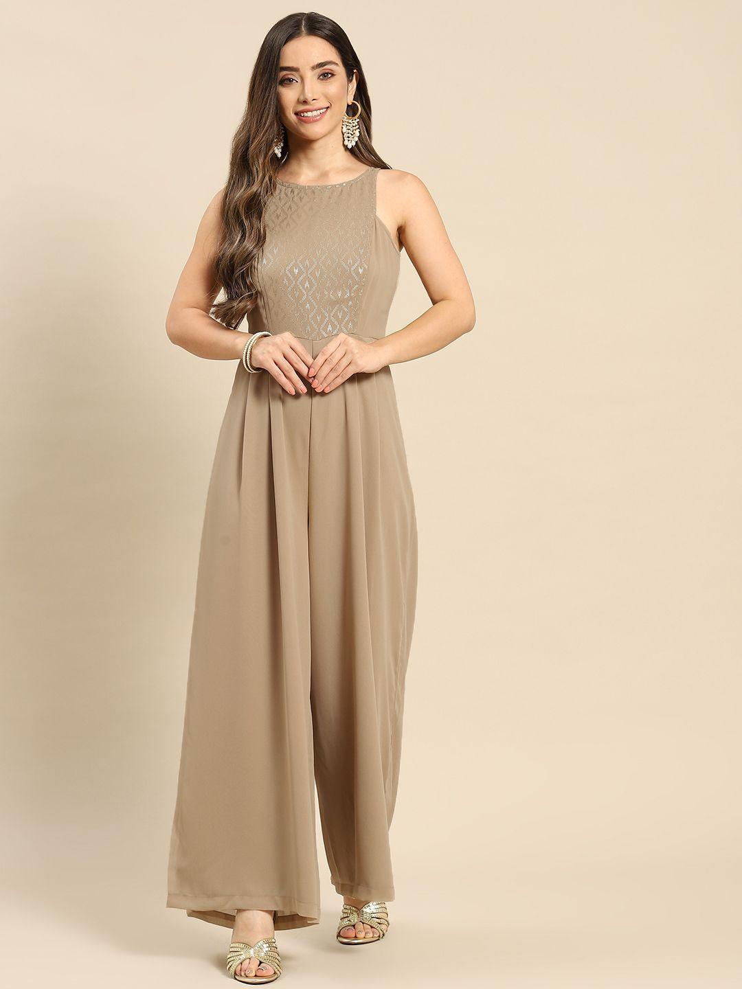 mabish by sonal jain nude-coloured printed basic jumpsuit