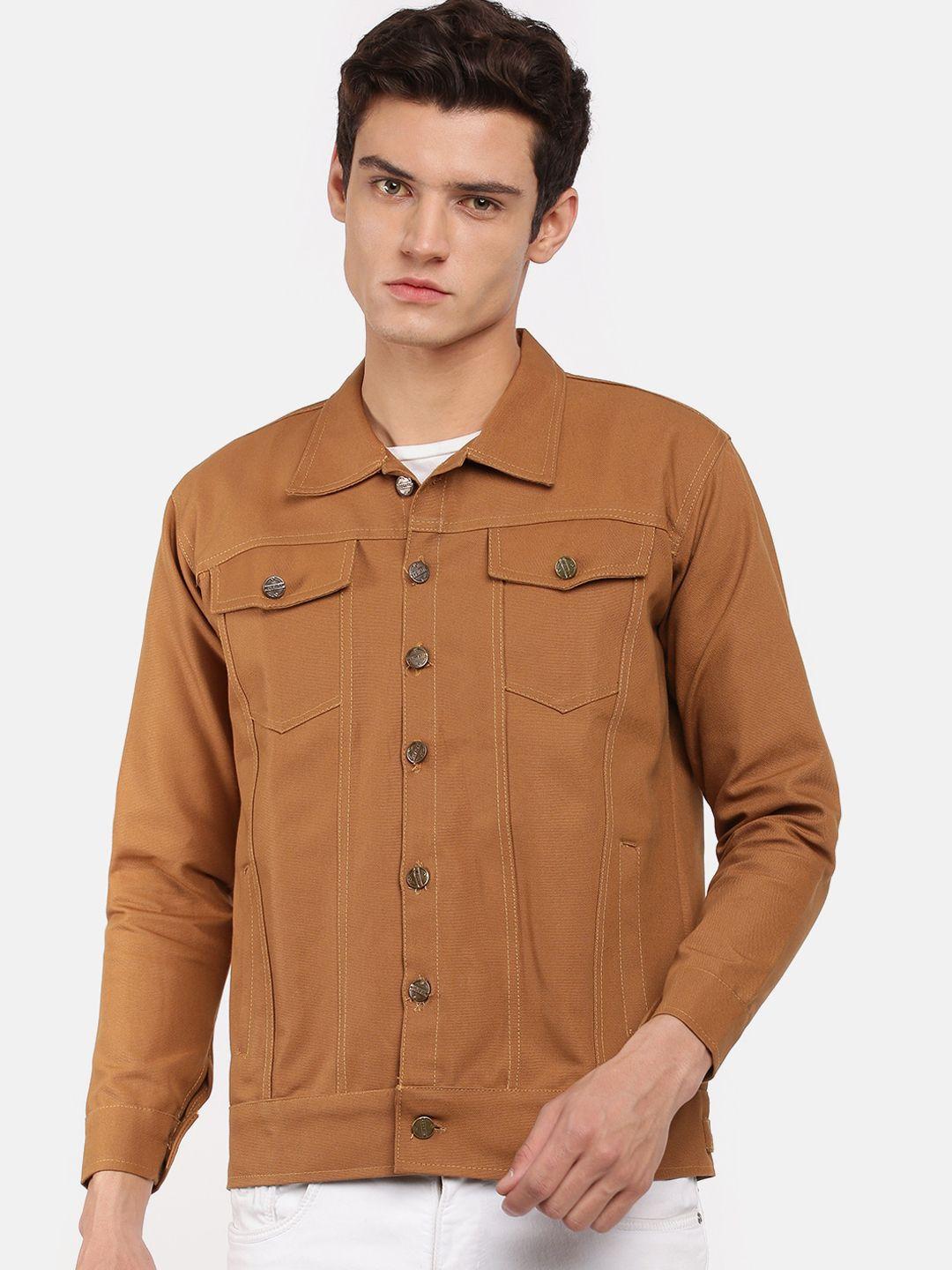 voxati men mustard solid denim jacket