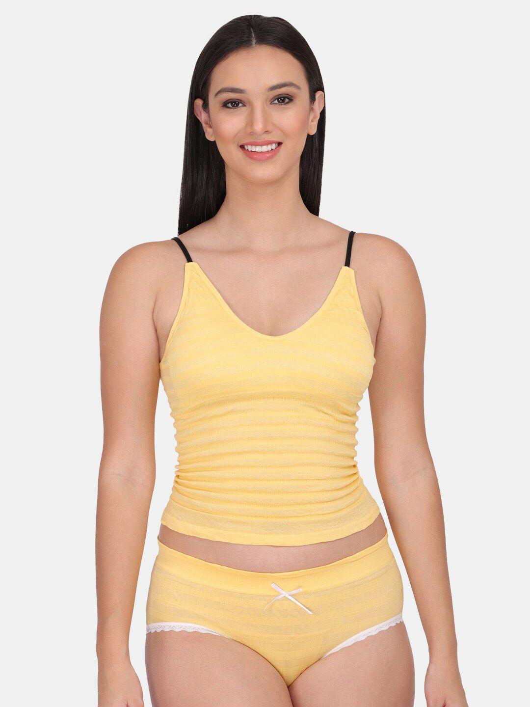 amour secret women yellow self-design lingerie set