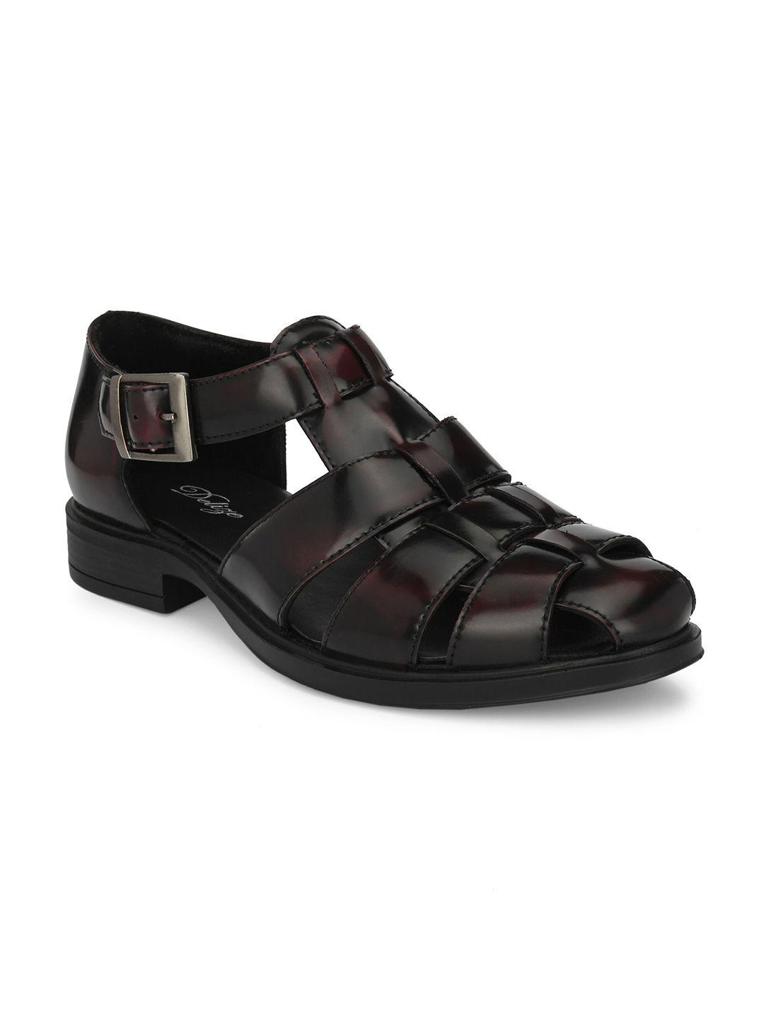 delize men burgundy & black shoe-style sandals