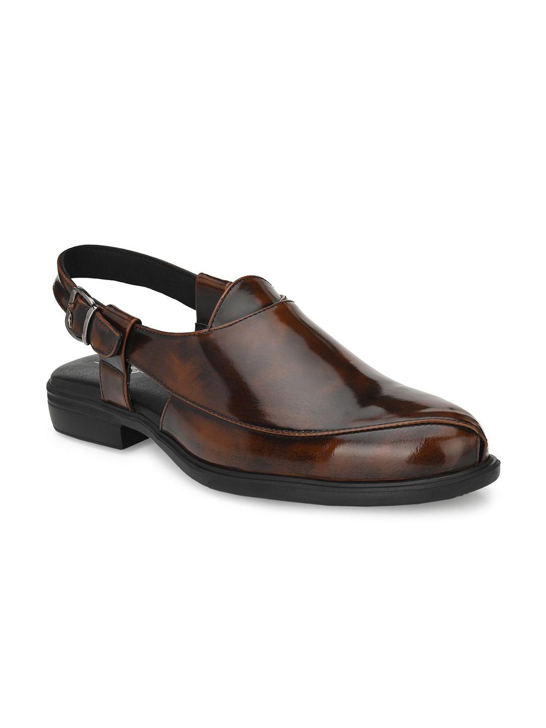 delize men brown & black shoe-style sandals