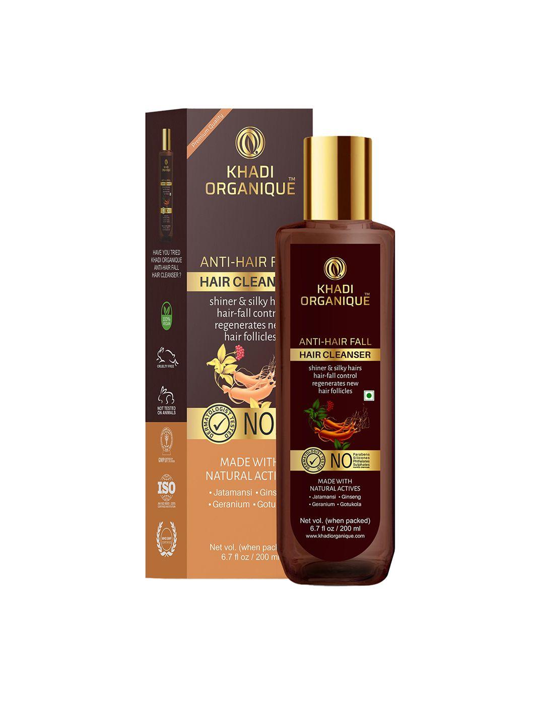 khadi organique anti hair-fall hair cleanser with jatamansi & ginseng - 200ml