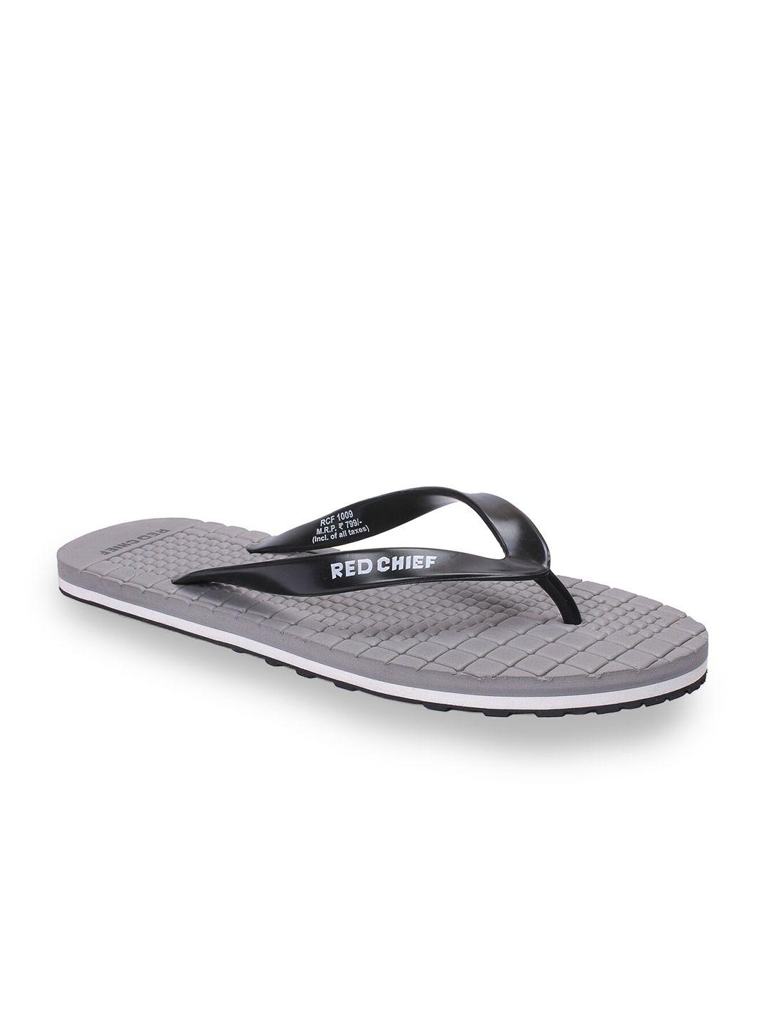 red chief men grey & black rubber thong flip-flops